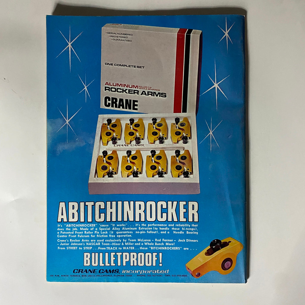 Popular Hot Rodding Magazine February 1973 advertisement for Crane Aluminum Rocker Arms, emphasizing performance and reliability for hot rod enthusiasts.