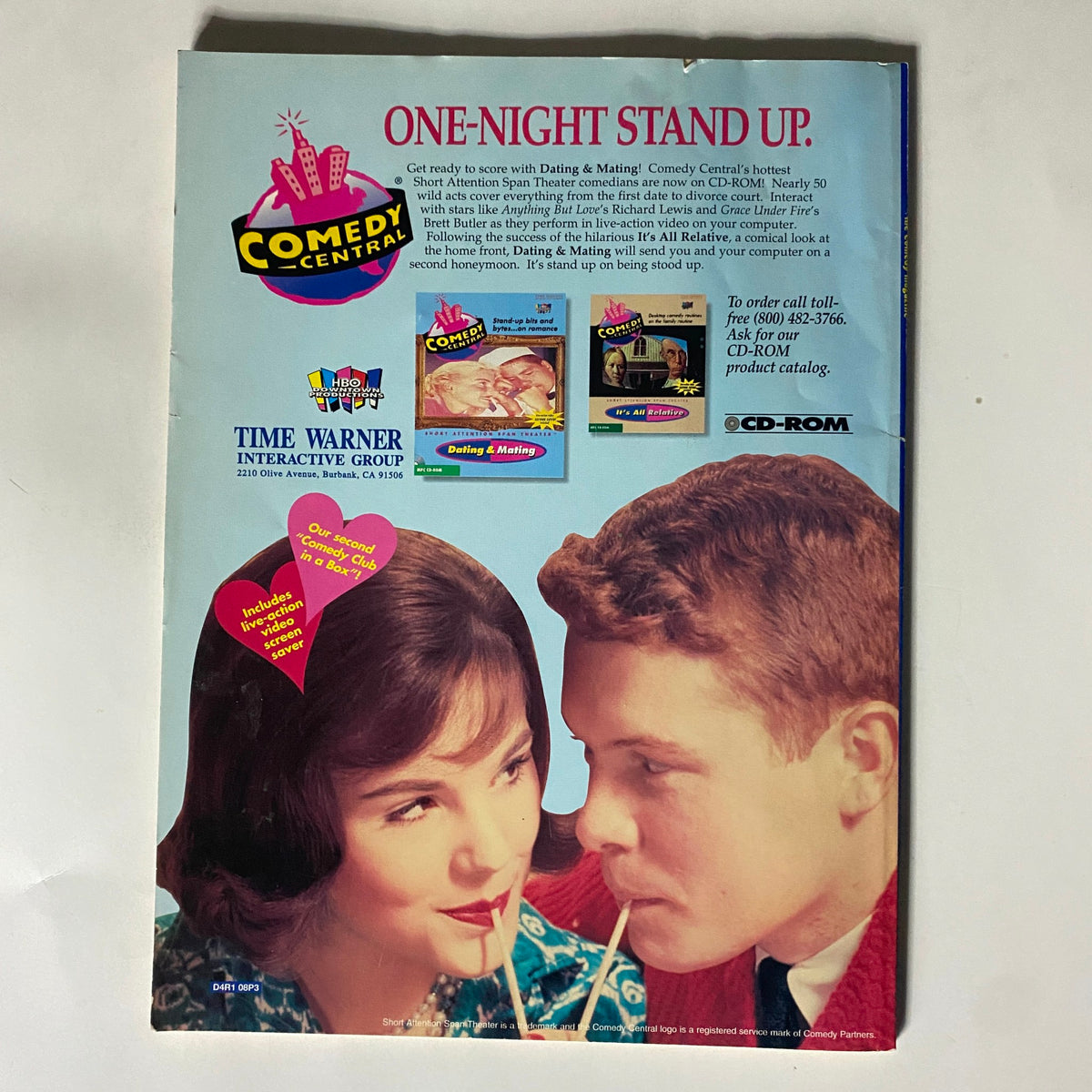 Advertisement from The Comedy Magazine May June 1994 Jerry Seinfeld No Label VG, promoting Comedy Central's Dating & Mating CD-ROM and featuring a vintage couple.