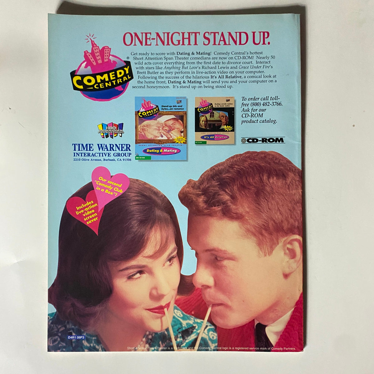 The back cover of The Comedy Magazine, January-February 1995, Issue #5 promoting Comedy Central's interactive CD-ROMs and programming.