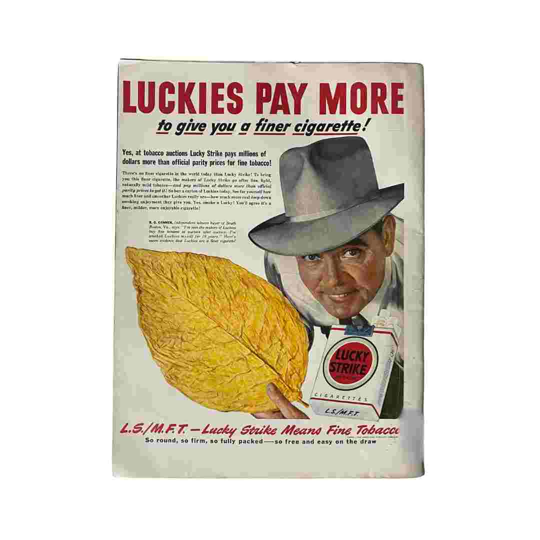 Vintage advertisement featuring Lucky Strike cigarettes from the August 8, 1949, Life Magazine, spotlighting their marketing message, part of the VTG Life Magazine collection.