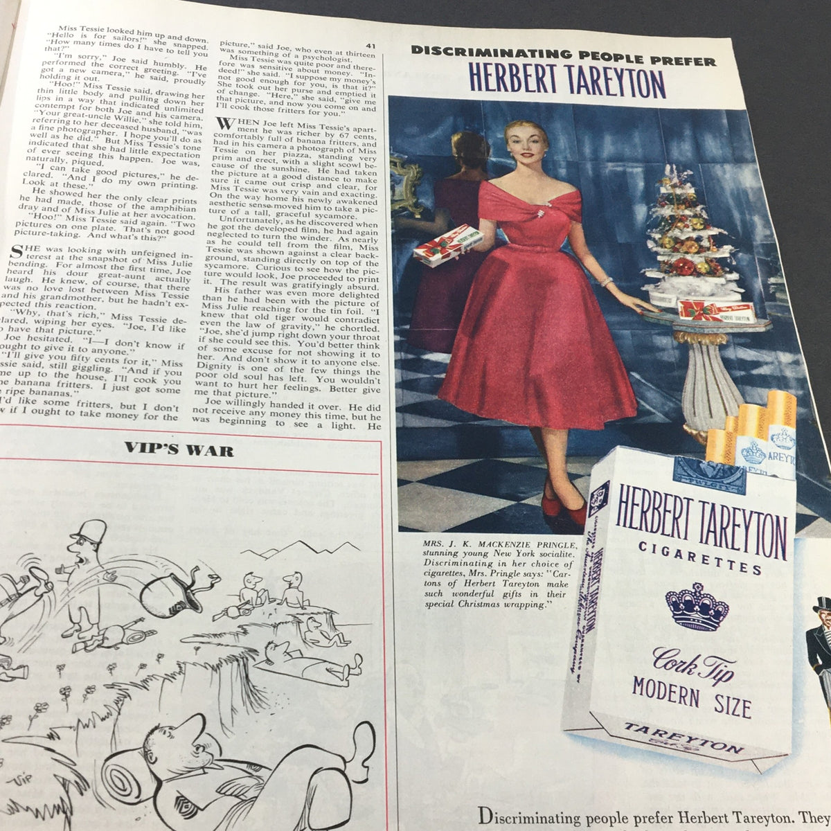 VTG Collier's Magazine December 27 1952 showcasing an advertisement for Herbert Tareyton cigarettes with a woman in a red dress, emphasizing mid-century marketing.