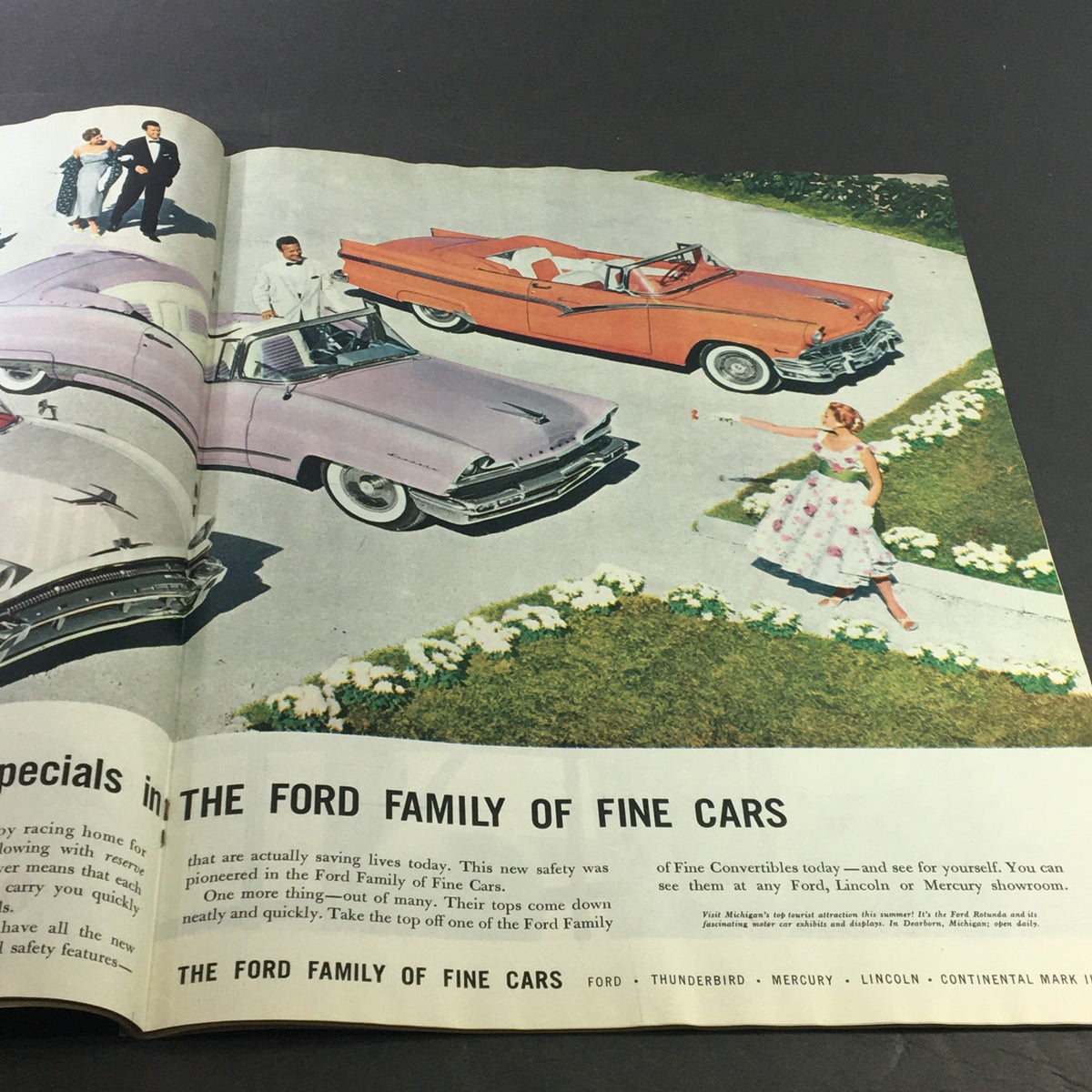 VTG Collier's Magazine June 22 1956 featuring stylish Ford convertible cars with featured models in elegant attire, presenting the Ford Family of Fine Cars.