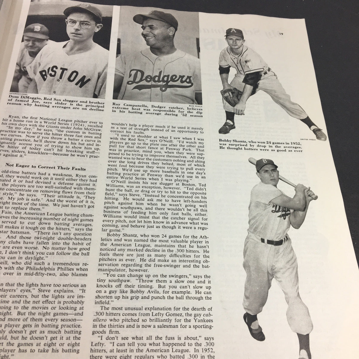 VTG Collier's Magazine February 7 1953 features photographs of baseball players Don DiMaggio, Roy Campanella, and Bobby Shantz, exploring their careers in baseball.