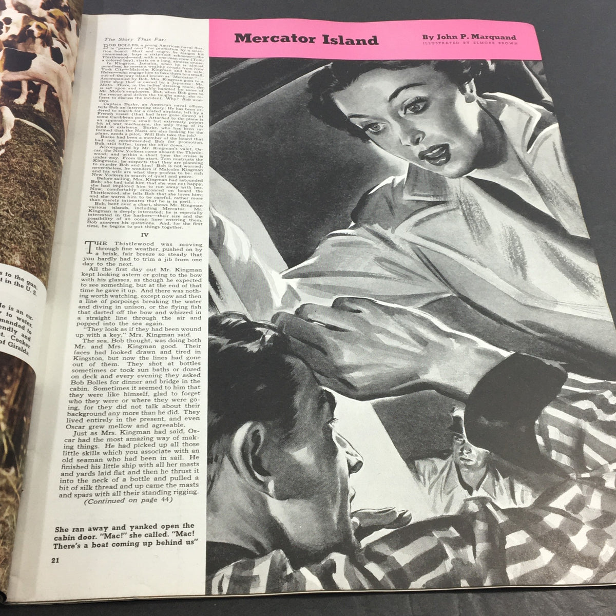 VTG Collier's Magazine September 7 1941 page featuring Mercator Island article with a dramatic illustration and text.