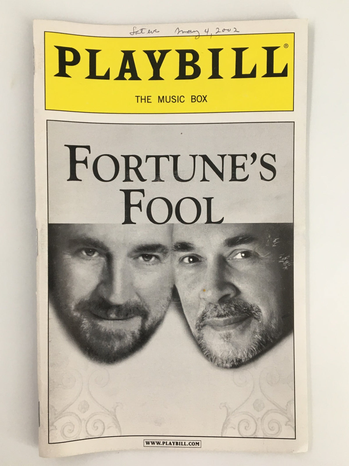2002 Playbill for Fortune's Fool at The Music Box Theatre featuring Alan Bates and Frank Langella on the cover.