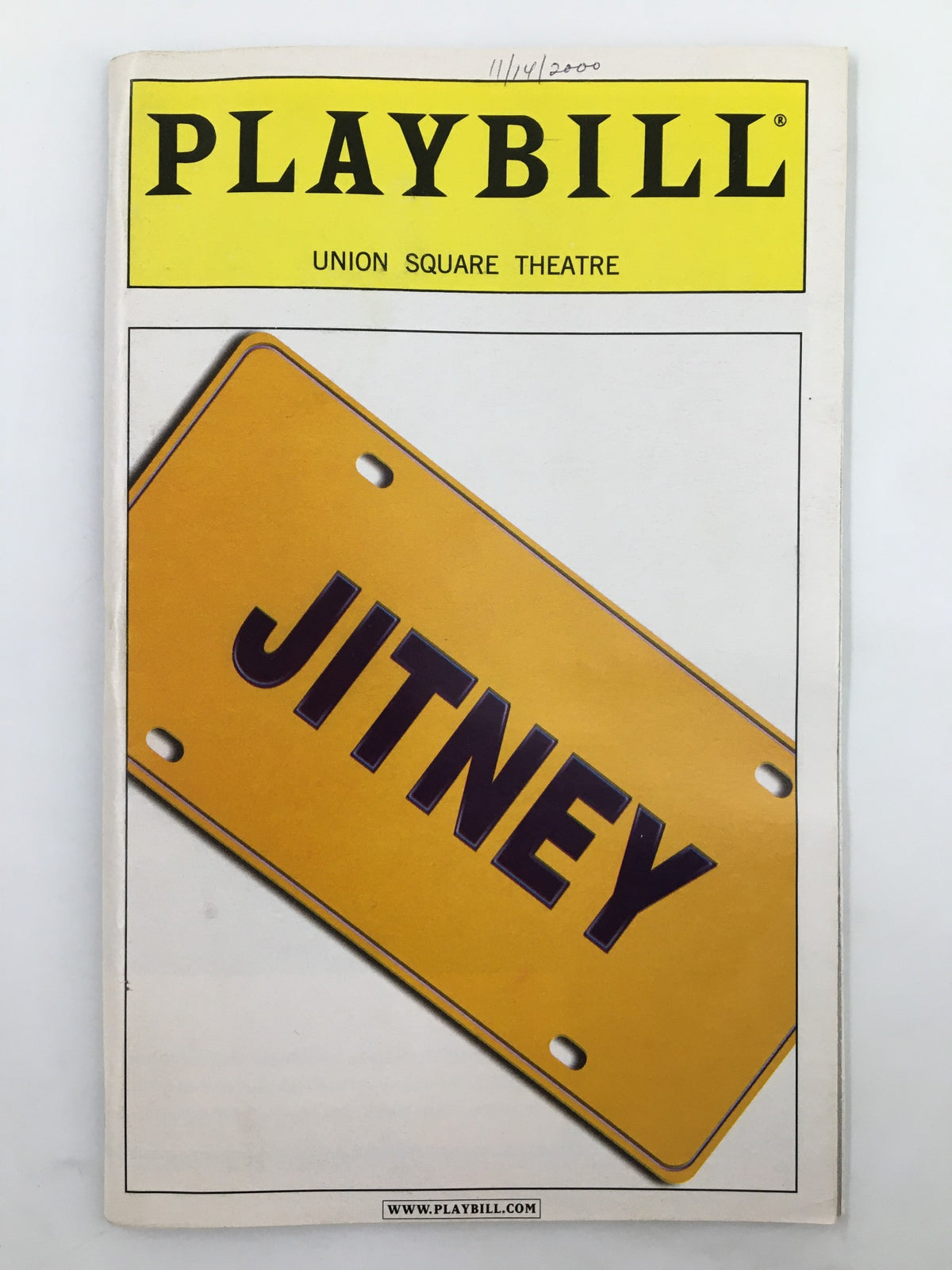 2000 Playbill from Union Square Theatre featuring Jitney, showcasing the title design with a license plate motif.