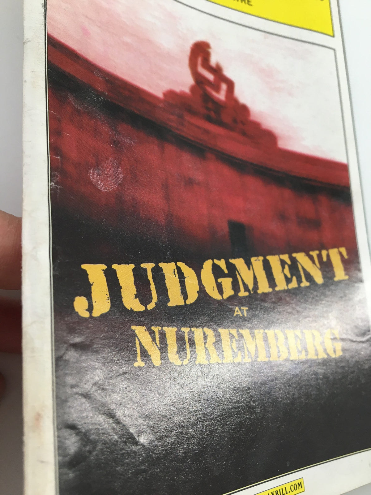 Close-up of the 'Judgment at Nuremberg' title on the 2001 Playbill National Actors Theatre.