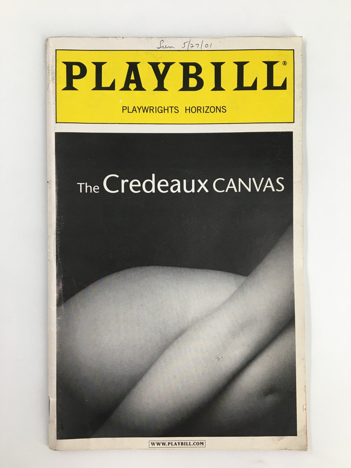 2001 Playbill featuring Glenn Howerton in The Credeaux Canvas, showcasing the cover with a minimalist design and artistic elements.