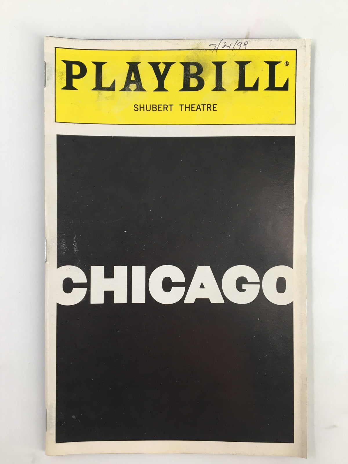 1999 Playbill from Sam S. Shubert Theatre featuring 'Chicago' on the cover, showcasing iconic Broadway production elements.