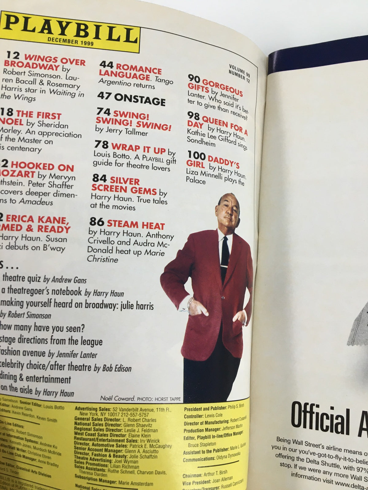 Inside page of the 1999 Playbill for The Promenade Theatre featuring Elizabeth Ashley in "If Memory Serves" listing various productions from December 1999.