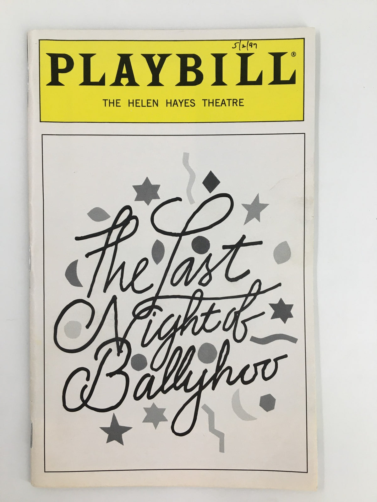 1991 Playbill The Helen Hayes Theatre featuring the title 'The Last Night of Ballyhoo' in decorative font.