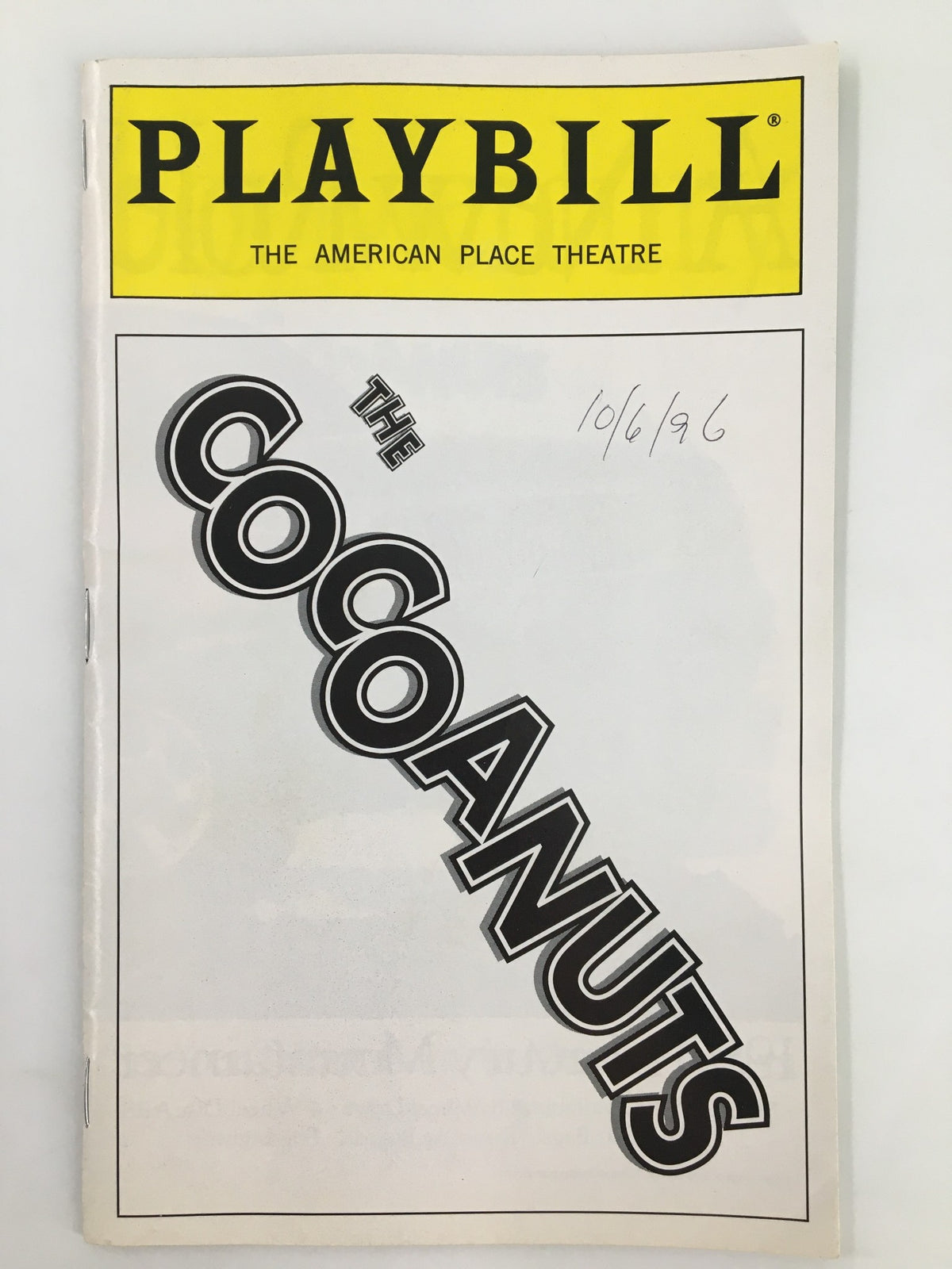 1996 Playbill for The Cocoanuts at The American Palace Theatre featuring Michael McGrath, showcasing the front cover with the show's title.