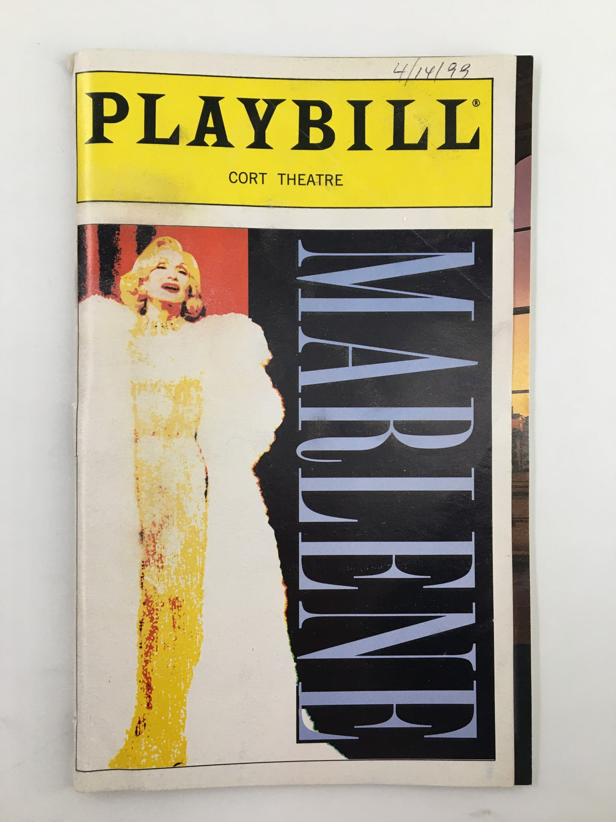 1999 Playbill Cort Theatre featuring Sian Phillips and Margaret Whitton in Marlene, showcasing vibrant cover art.