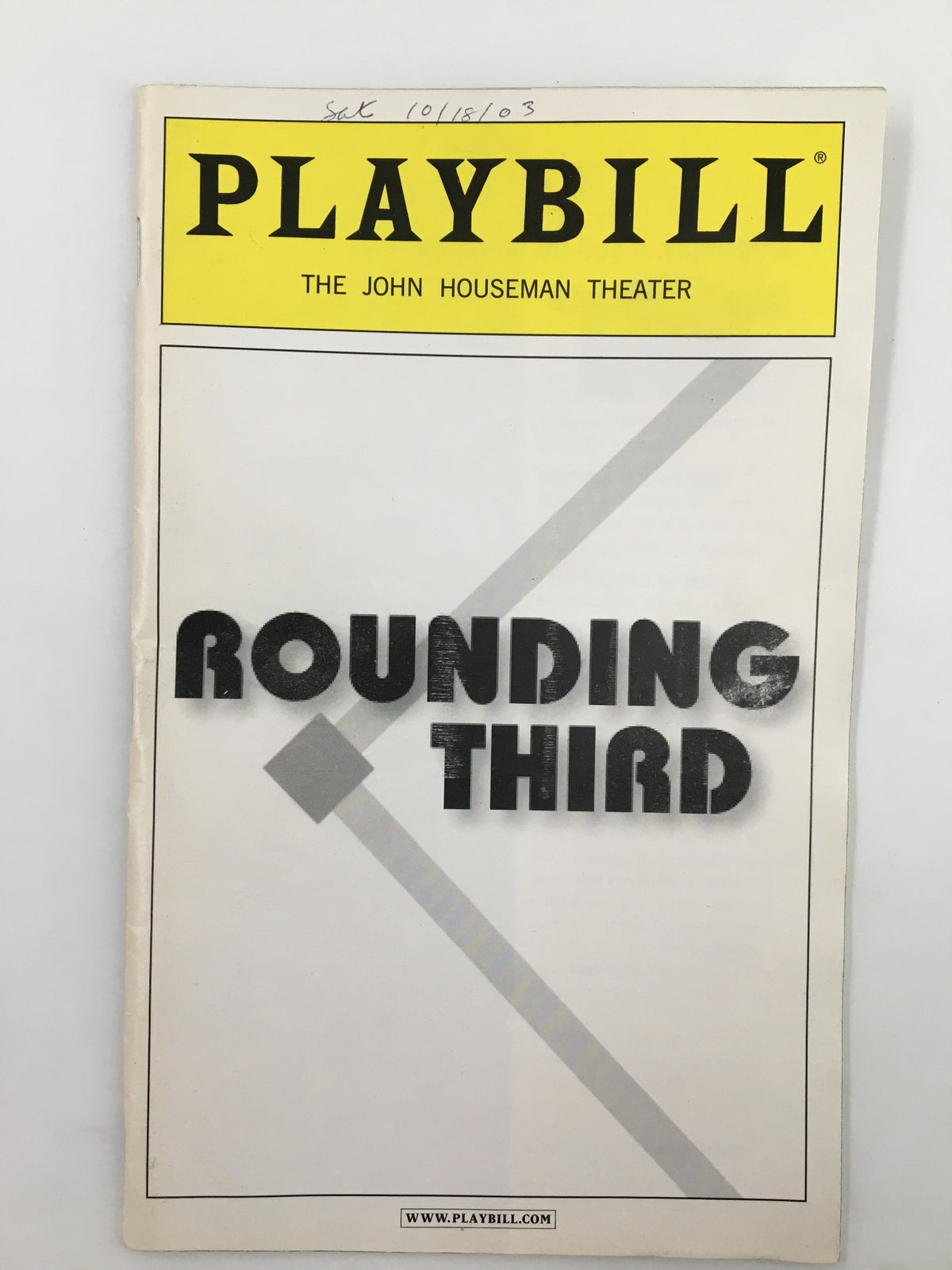 2003 Playbill for Rounding Third at the John Houseman Theater featuring Matthew Arkin, showcasing the iconic title and design.