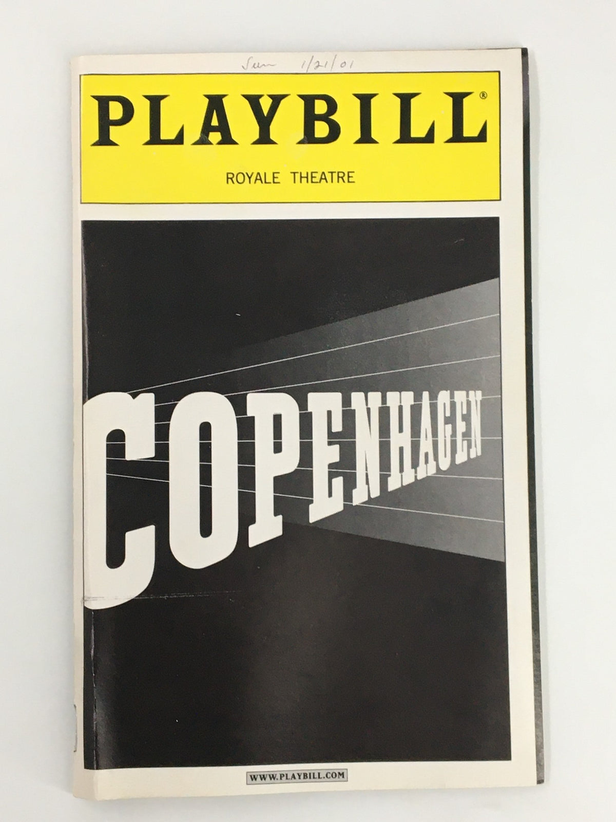 2001 Playbill from Royale Theatre featuring the title 'Copenhagen' in bold letters, showcasing the cover design.