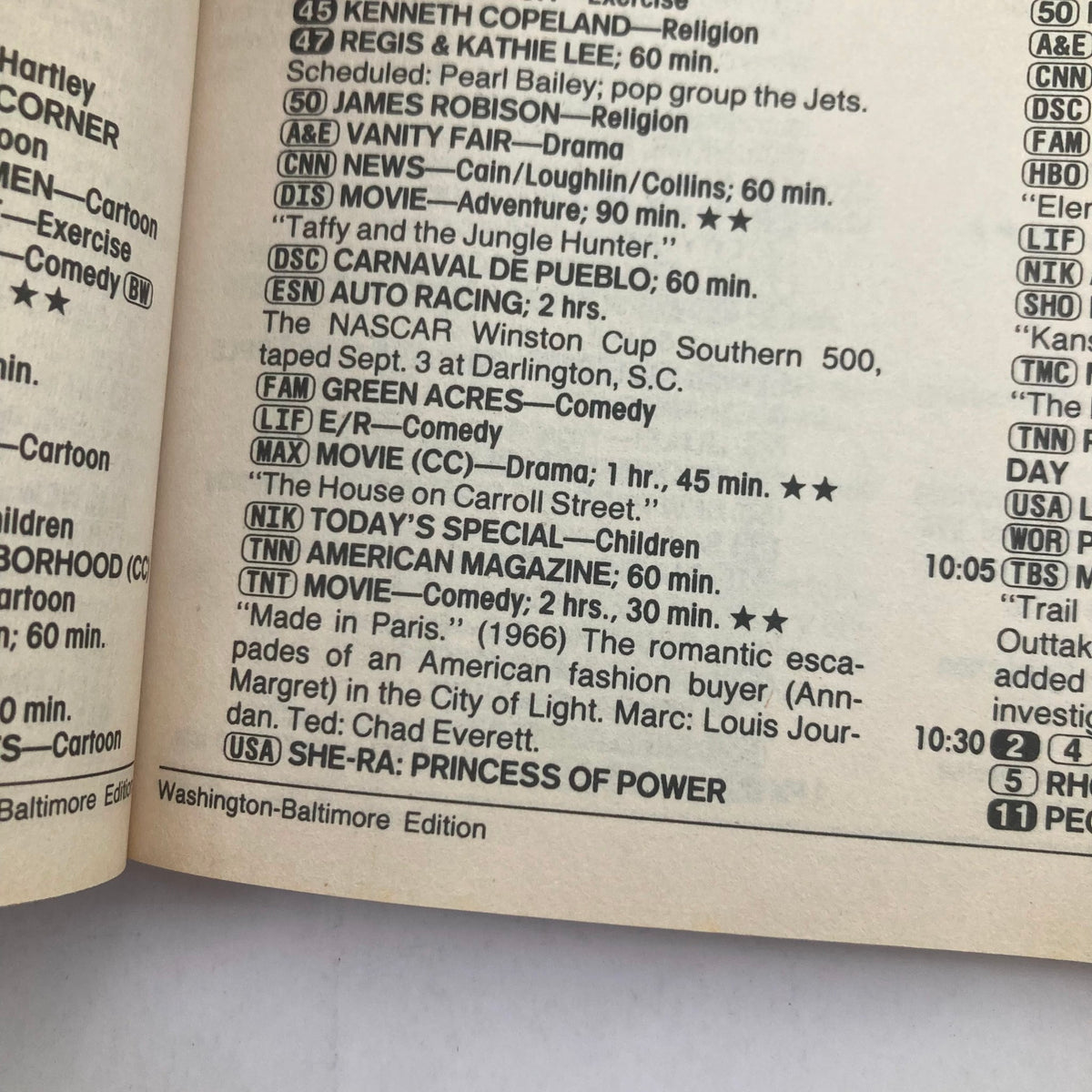Inside page of TV Guide Magazine September 2 1989, presenting listings with details of various television shows and movies airing during that week, reflecting the entertainment landscape of 1989.