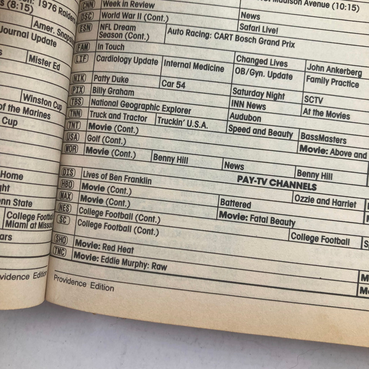 Interior page of TV Guide Magazine from September 23, 1989, displaying a listing of television programs and channels for that week.