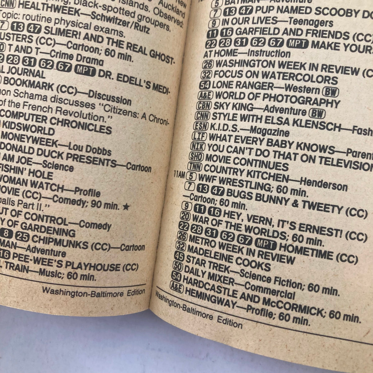 Interior page of TV Guide Magazine dated May 6, 1989, showcasing TV listings and schedule from the Washington-Baltimore Edition.