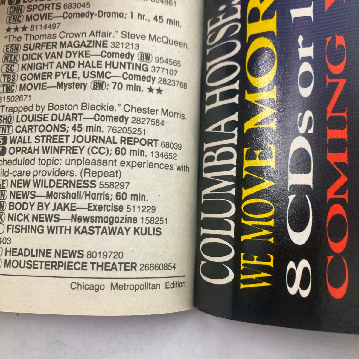 Inside page of TV Guide Magazine from August 8, 1992, displaying TV listings and articles, showcasing classic programming and capturing the essence of a nostalgic era in television history.