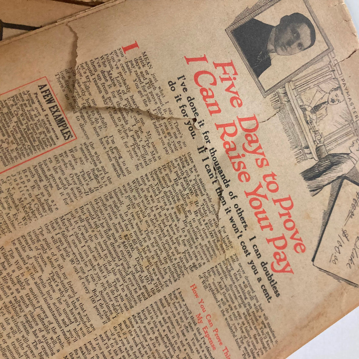 Vintage cover of The American Legion Weekly Magazine featuring an article titled 'Five Days to Prove Your Pay' from 1921.