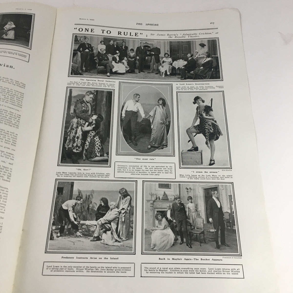 Interior page of The Sphere Newspaper March 6 1920 showing a collage of photographs and illustrations from the era, emphasizing its cultural context and historical relevance.