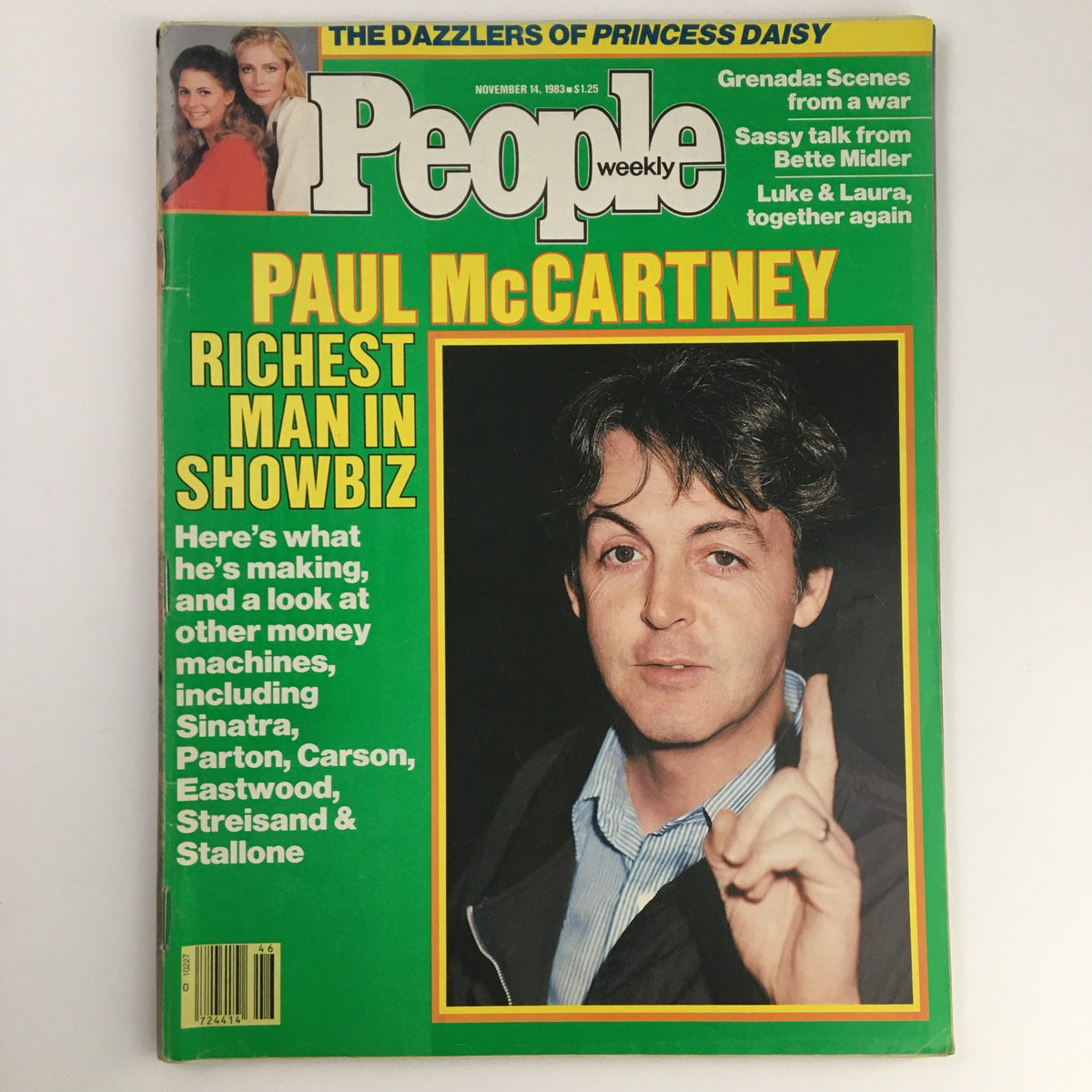 People Weekly Magazine November 14 1983 cover featuring Paul McCartney with the headline 'Richest Man in Showbiz' and additional mentions of Bette Midler and entertainment trends.