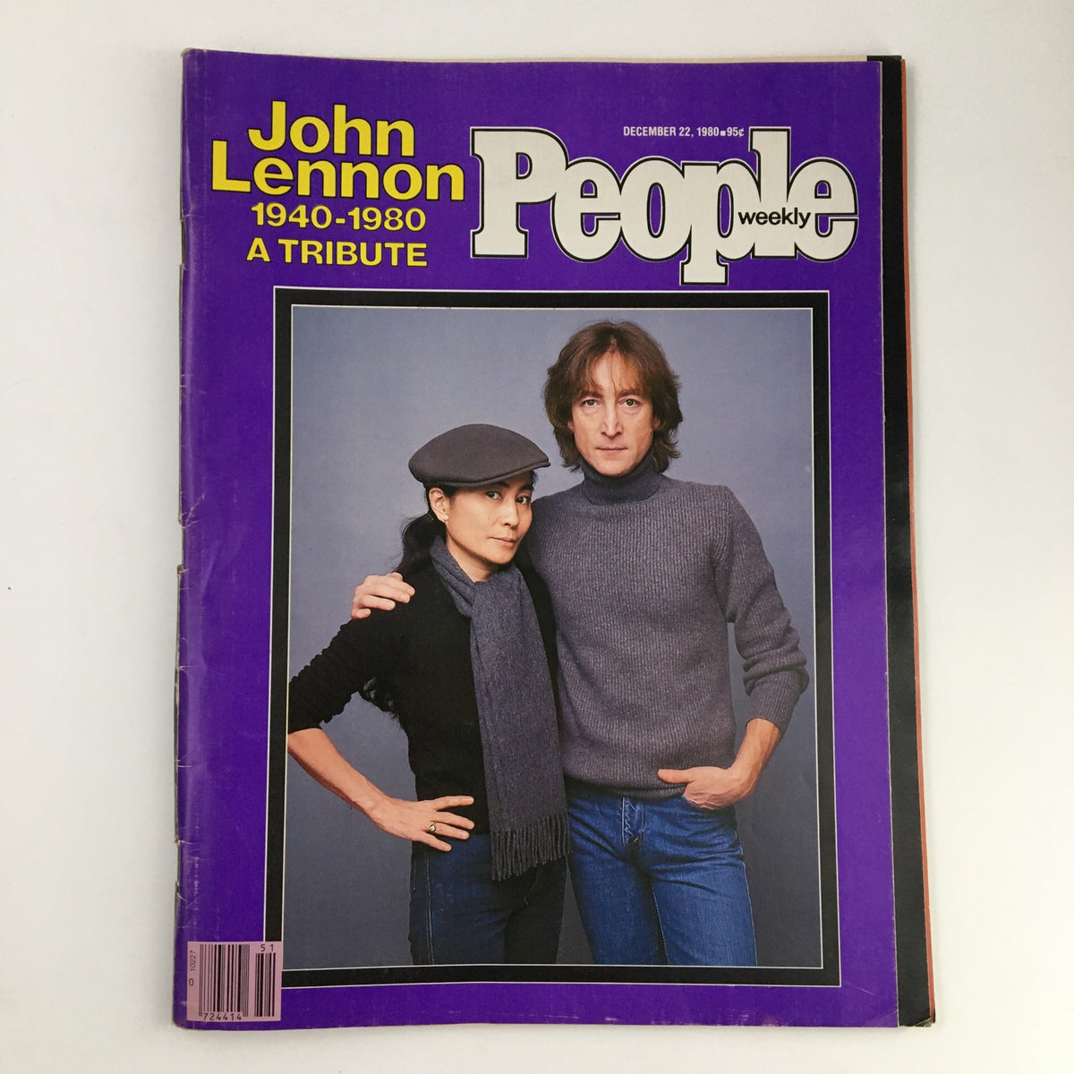 People Weekly Magazine December 22 1980 cover featuring John Lennon 1940-1980 A Tribute with a photograph of John Lennon and Yoko Ono.