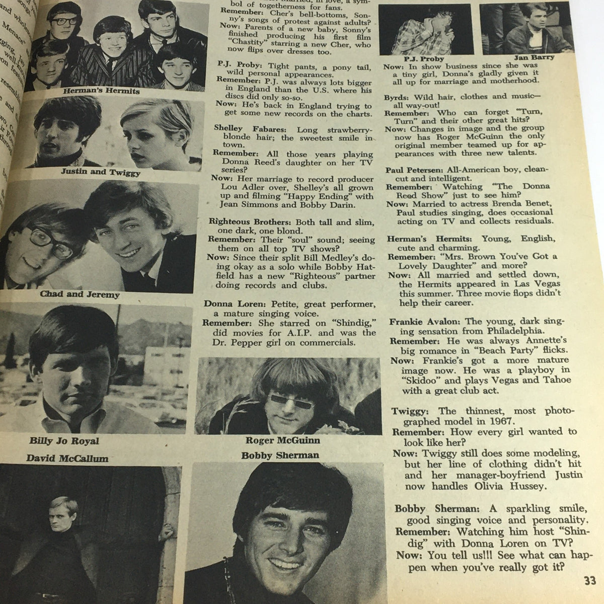 Another page from VTG Fave Magazine 1968 Vol 3 #1, showcasing celebrity profiles and updates, enhancing its appeal to fans and collectors.