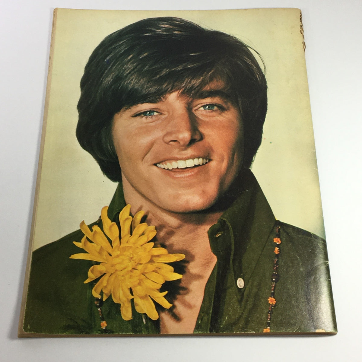 Cover of VTG Fave Magazine 1968 Vol 3 #1 displaying a smiling Bobby Sherman with a yellow flower, capturing the essence of 1960s pop culture.