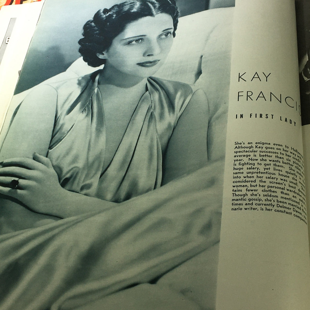 VTG Photoplay Magazine November 1937 featuring a portrait of actress Kay Francis with an article discussing her career and personal life.