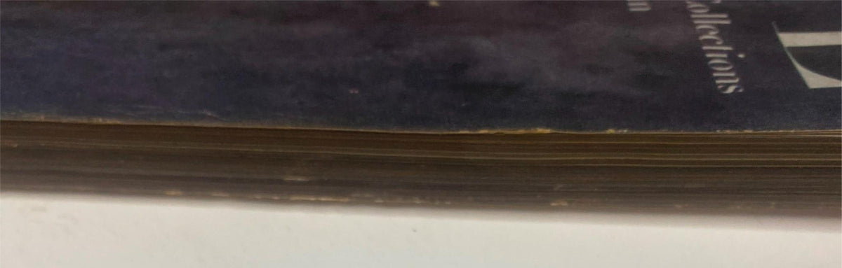 Detail of the edges of Vogue Magazine October 1, 1947 illustrating the vintage quality and slight aging of the magazine pages, highlighting its historical significance.
