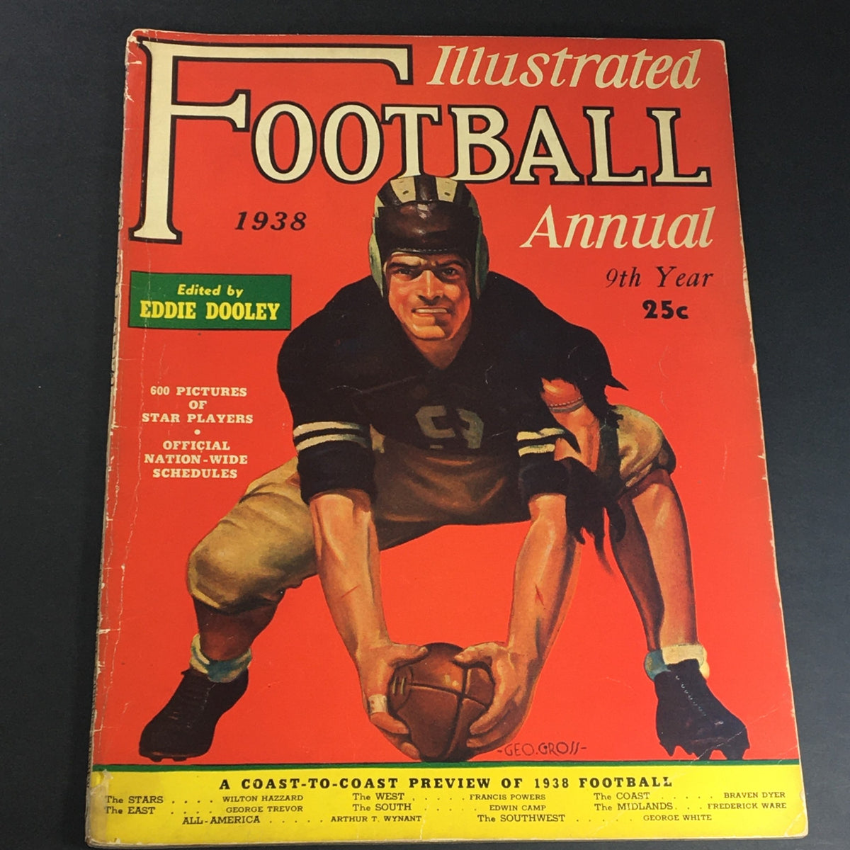 VTG Illustrated Football Annual Magazine 1938 cover featuring an athlete in uniform, capturing the essence of American football's history.