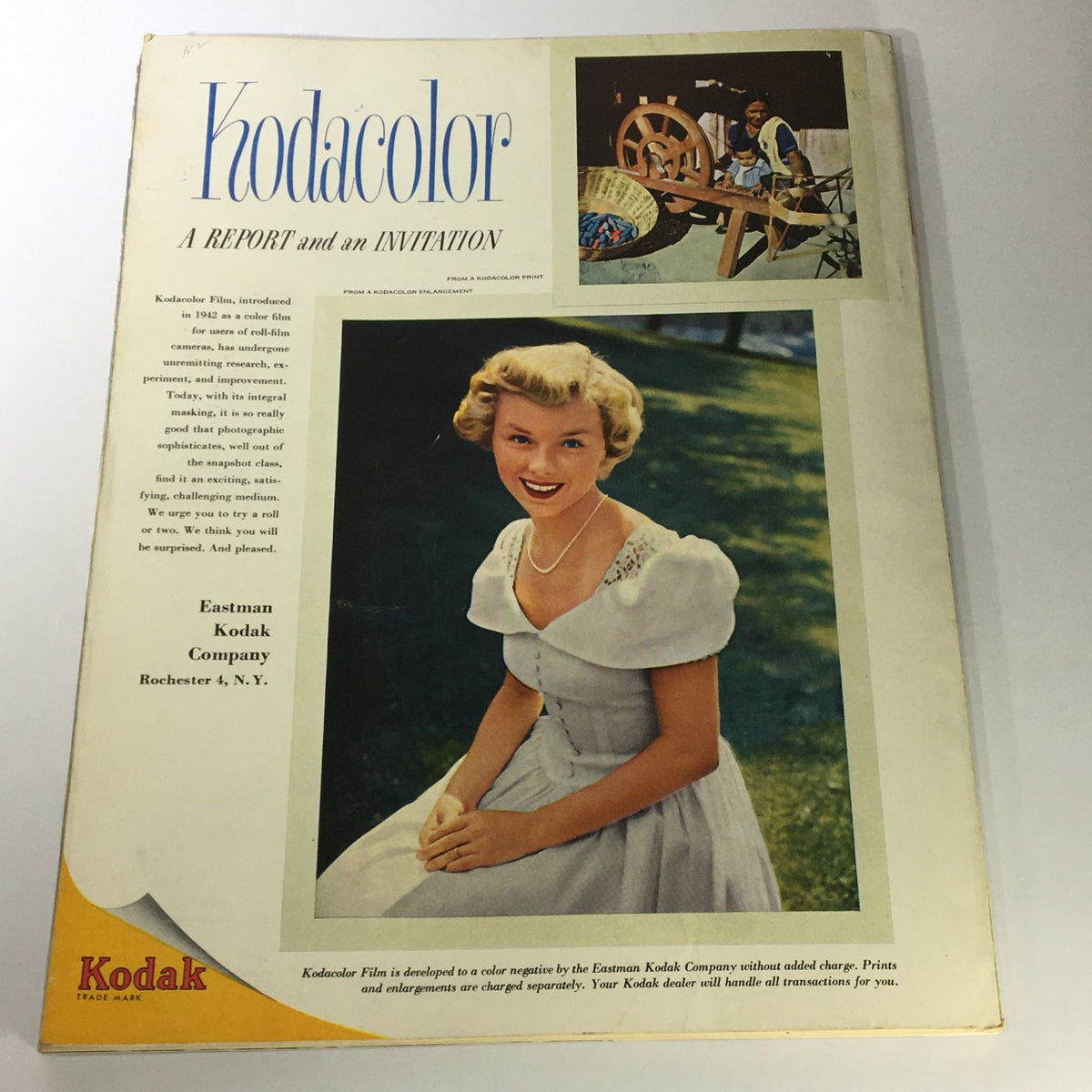VTG Popular Photography Magazine July 1950 displaying the cover for Kodacolor, promoting color film and imaging technology by Eastman Kodak Company.
