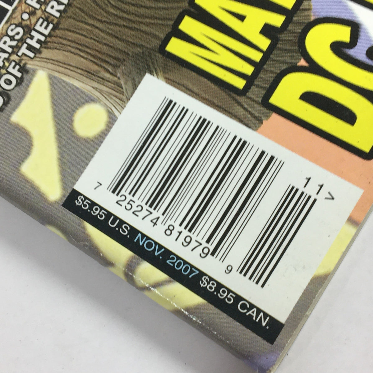 Barcode detail from Toy Review Magazine November 2007 #181 highlighting the magazine's price and issue date.