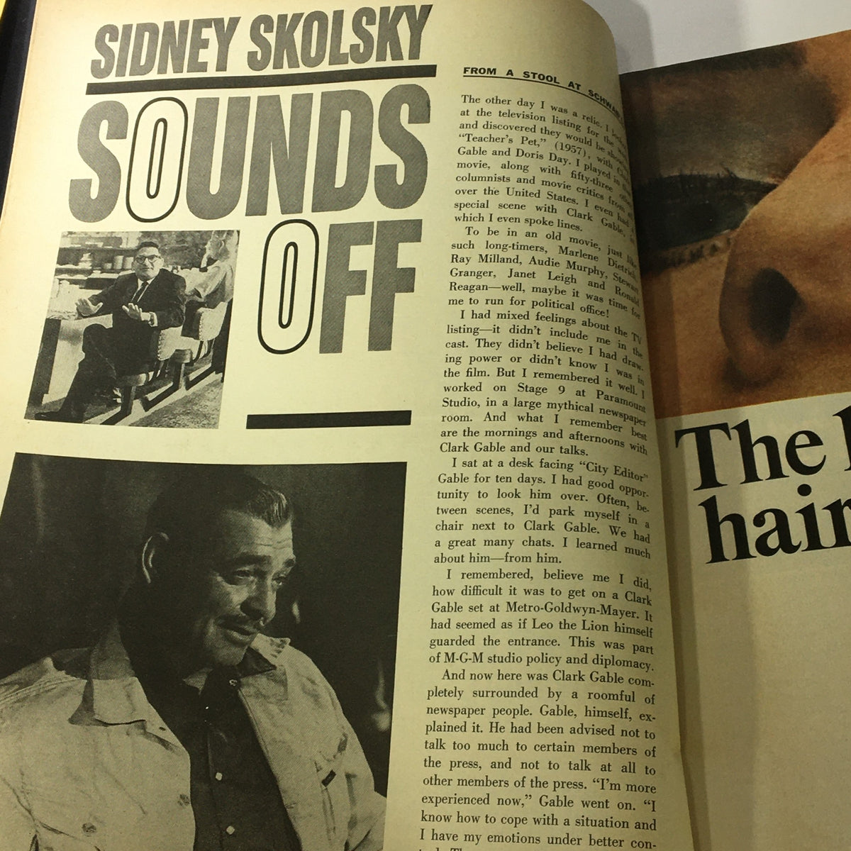 Editorial page from VTG Photoplay Magazine May 1967 featuring Sidney Skolsky's column, discussing Hollywood insights and celebrity anecdotes.