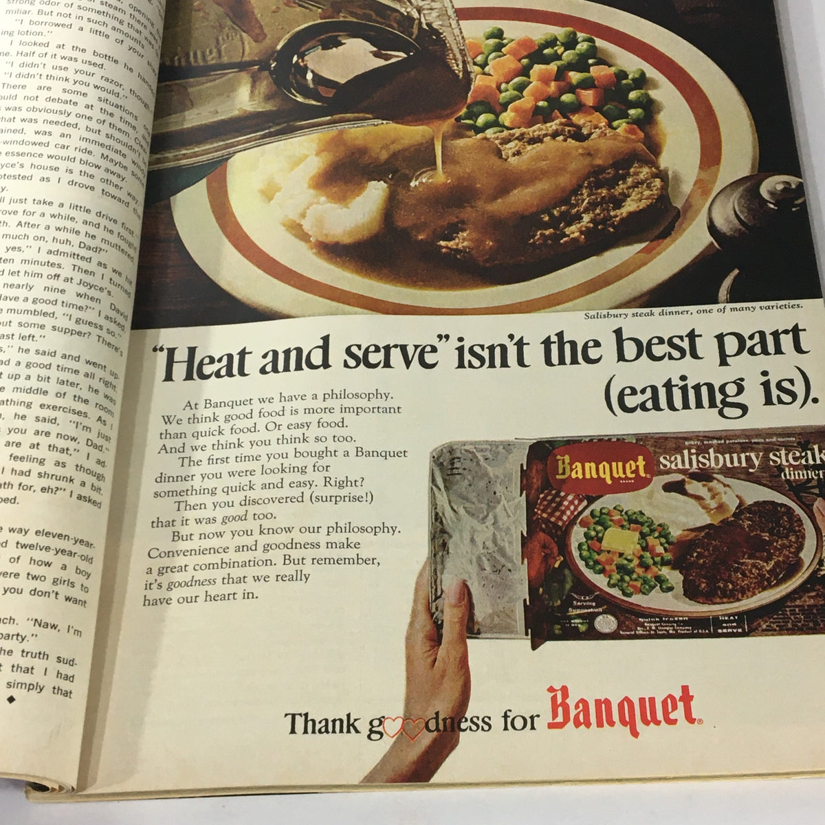 Banquet Salisbury Steak dinner advertisement from the June 1969 VTG Good Housekeeping Magazine emphasizing convenience and taste.