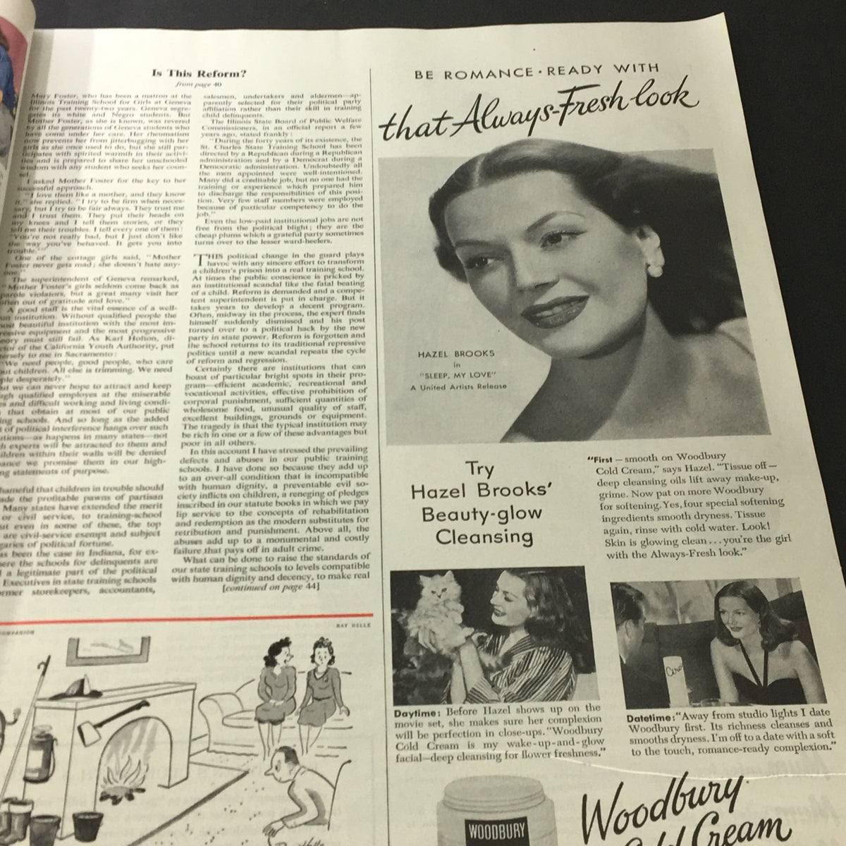 VTG Woman's Home Companion Magazine March 1948 featuring Hazel Brooks promoting beauty products for an always-fresh look.