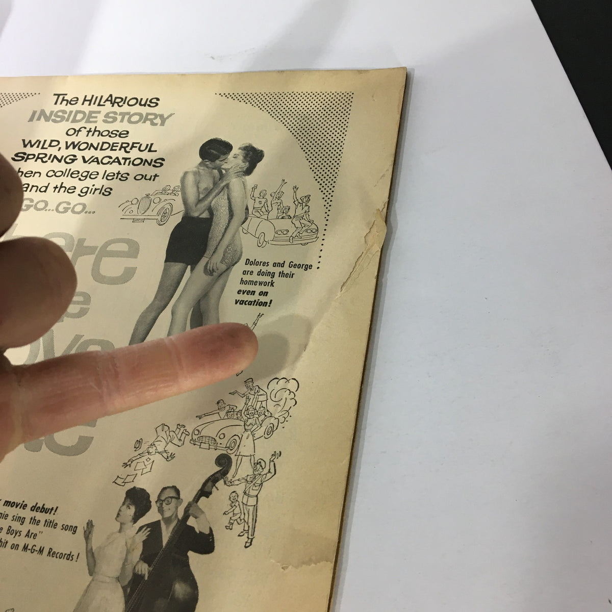 VTG Photoplay Magazine January 1961 showcasing a humorous inside story about spring vacations, featuring illustrated characters and a vintage aesthetic.