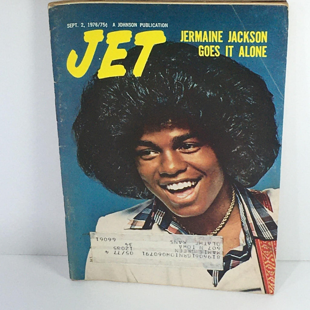 Cover of Jet Magazine dated September 2, 1976 featuring Jermaine Jackson Goes It Alone, showcasing a smiling Jermaine Jackson with an iconic afro hairstyle.