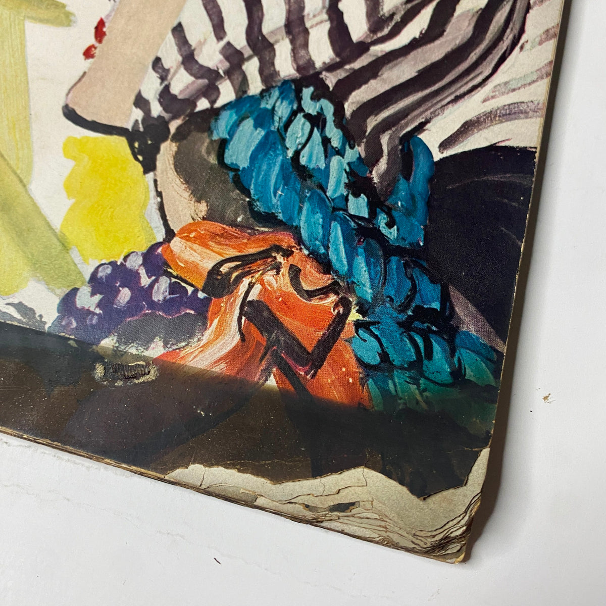 Close-up detail of the January 15, 1942 issue of Vogue Magazine cover, illustrating the vibrant colors and textures in the artwork, highlighting the theme 'New design for our double-duty lives' and capturing the essence of mid-century fashion.