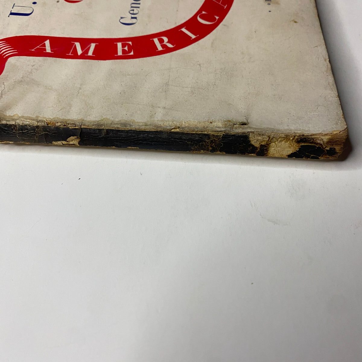 Side view of Vogue Magazine February 1, 1947 Americana Fashion 1947, highlighting the worn edges and original cover design.