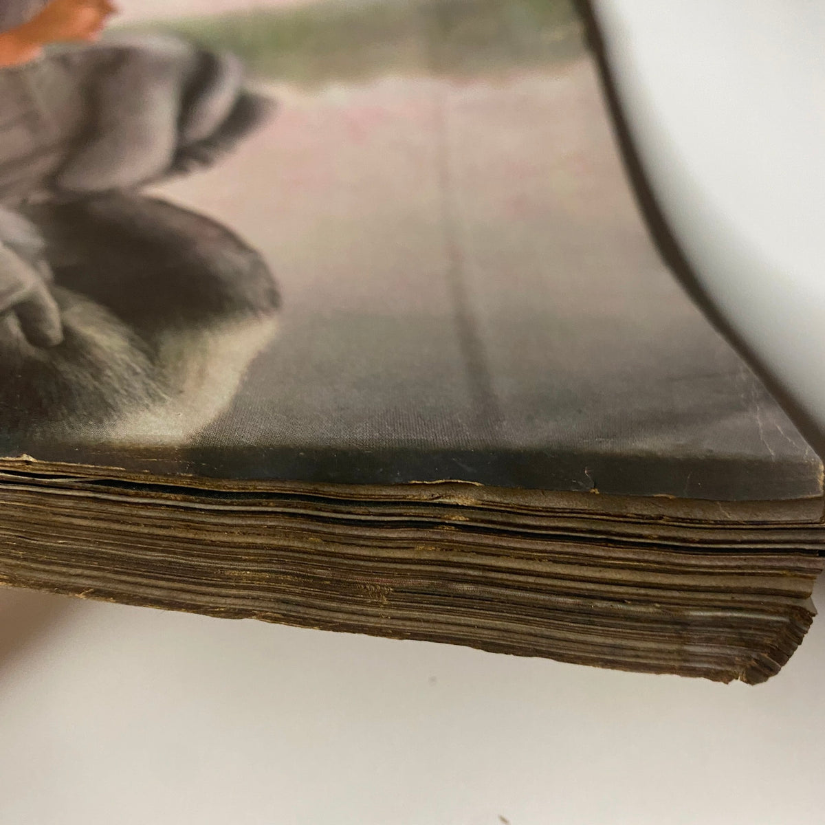 Vogue Magazine September 1, 1944 Selene Mahri Cover by John Rawlings. An image showing the aged edges of a vintage magazine, reflecting its history and the vintage qualities of the 1944 issue.