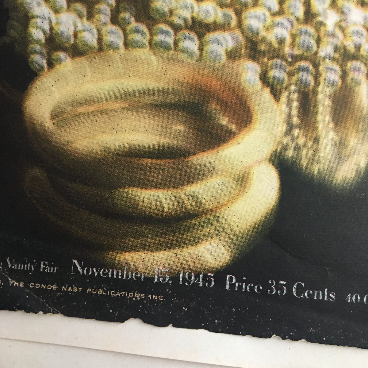 Close-up of jewelry featured in the VTG Vogue Gifts Magazine November 15, 1945, highlighting vintage rings and necklaces that represent gifts from the 1940s.
