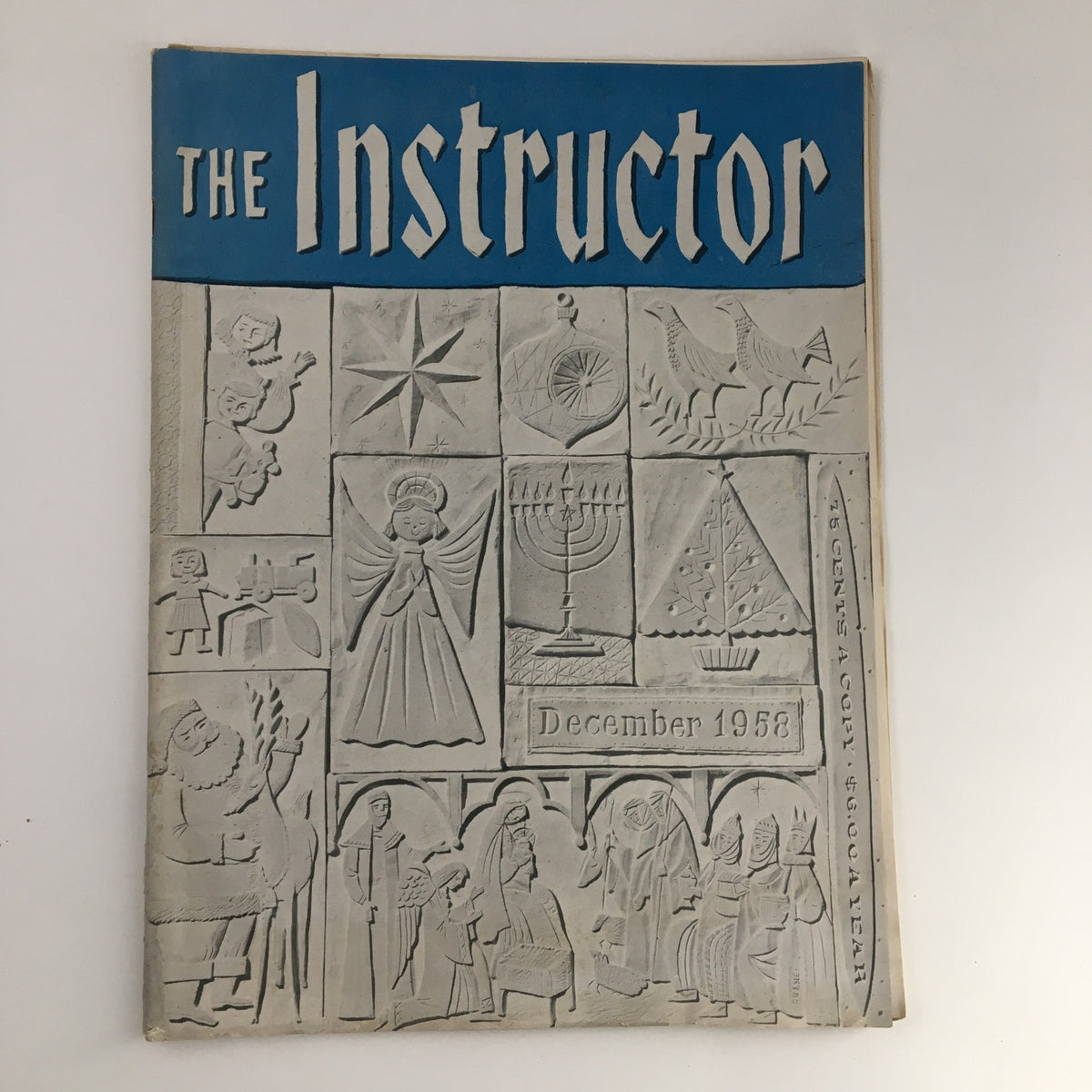 Cover of VTG The Instructor Magazine from December 1958 featuring artwork related to the art subject 'Star of Bethlehem'.