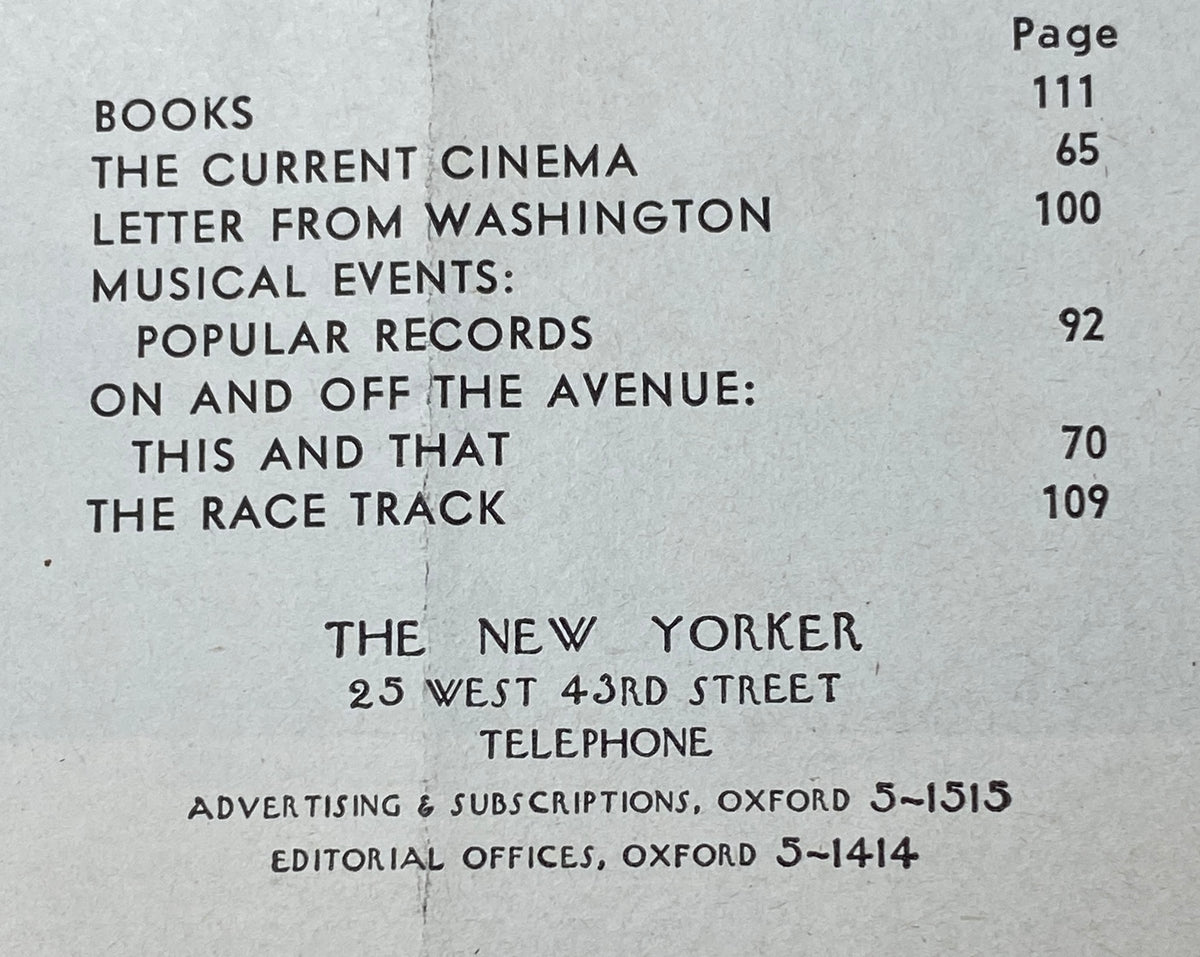 The New Yorker Complete Magazine June 1, 1963 featuring a comprehensive list of contents including BOOKS, THE CURRENT CINEMA, LETTER FROM WASHINGTON, and MUSICAL EVENTS at the bottom, with a vintage design surface.