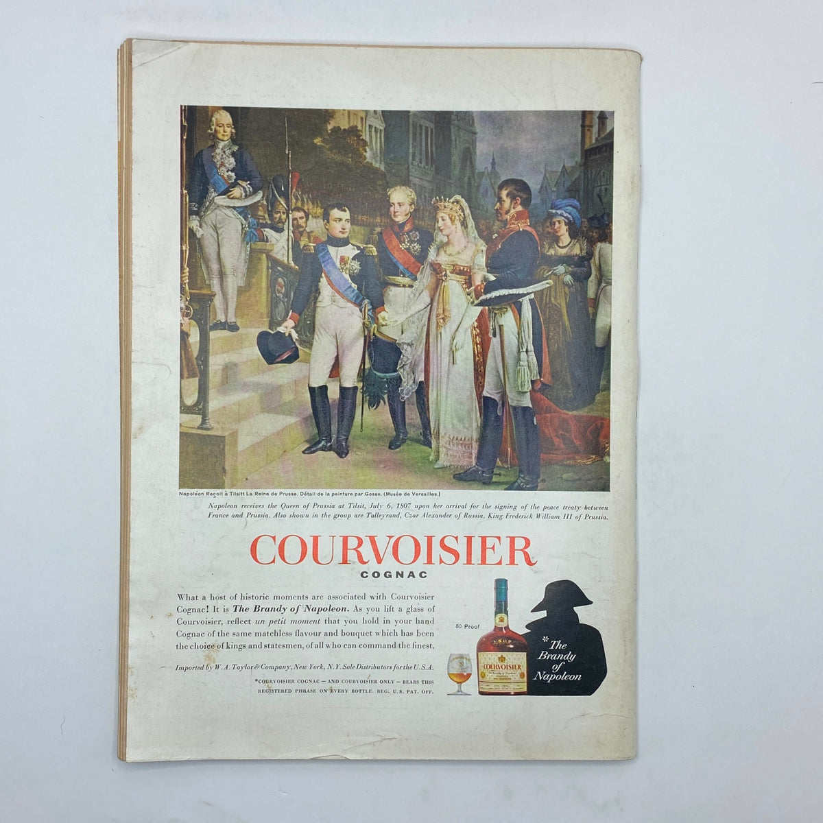 The back cover of The New Yorker Complete Magazine May 30, 1964, displaying a vintage advertisement for Courvoisier cognac featuring an illustration related to Napoleon.
