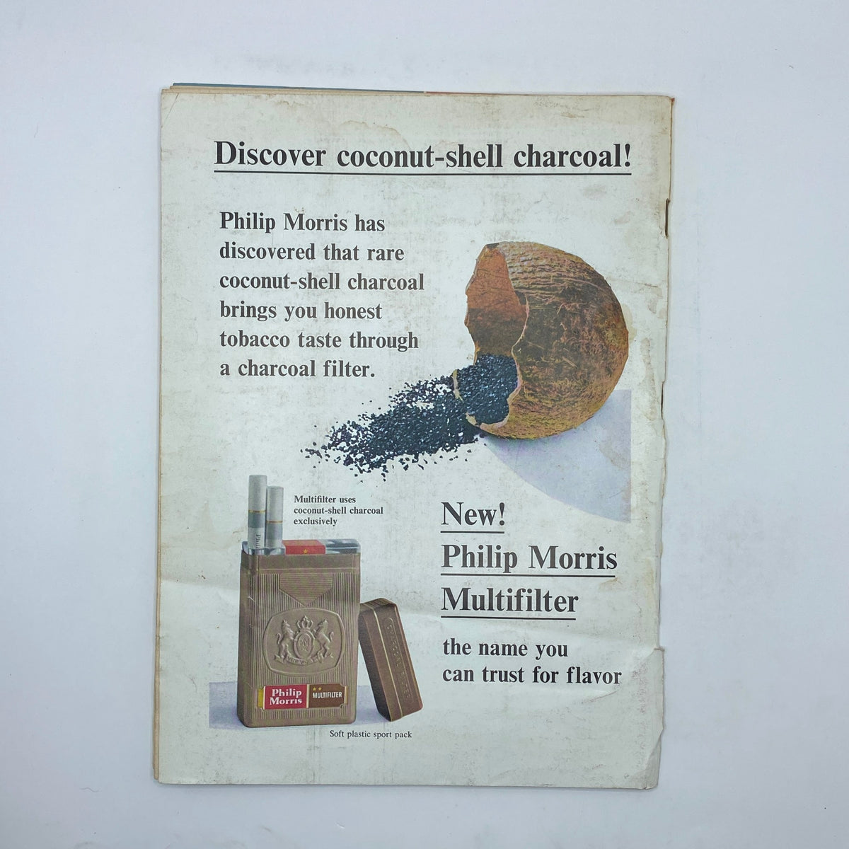 Vintage advertisement for Philip Morris Multifilter featuring coconut-shell charcoal for a pure tobacco taste, accompanying The New Yorker Complete Magazine August 8, 1964 Peter Arno Cover