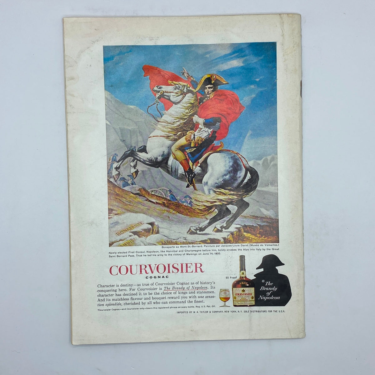Back cover advertisement from The New Yorker magazine December 30, 1967, showcasing Courvoisier Cognac with an image of Napoleon Bonaparte on horseback.