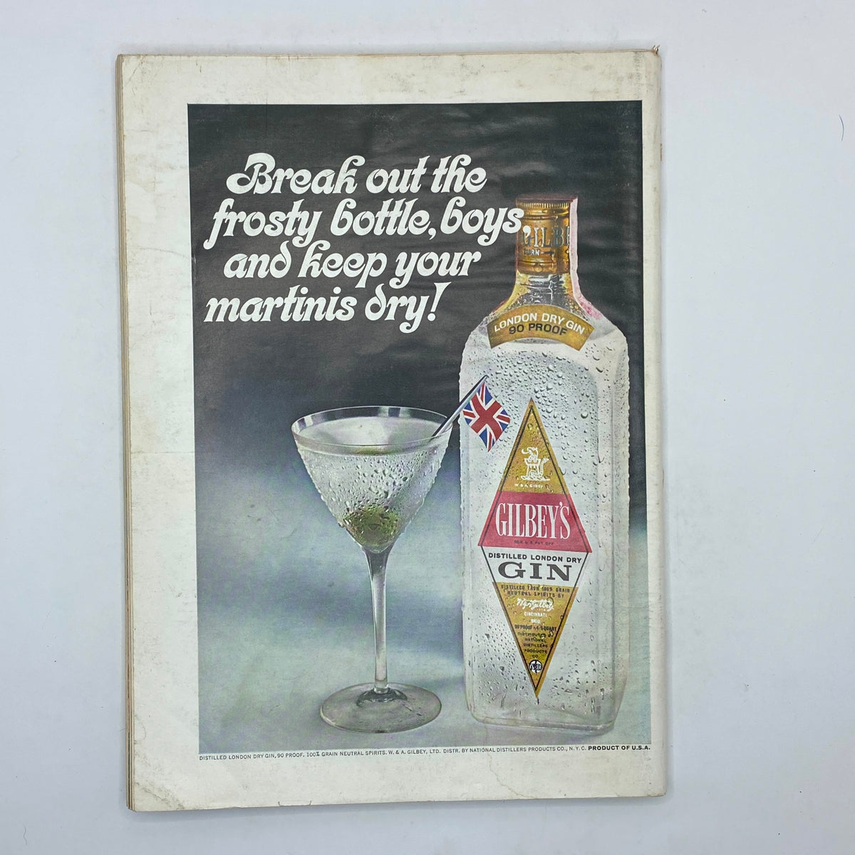 Vintage advertisement for Gilbey's London Dry Gin from The New Yorker Complete Magazine, November 11, 1967, promoting a martini with a classic design.