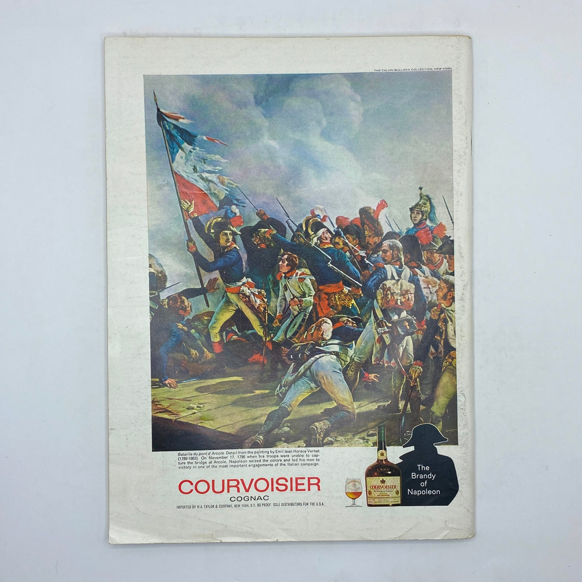 Advertisement for Courvoisier Cognac on the back cover of The New Yorker Complete Magazine September 16, 1967, showcasing a historic battle scene.